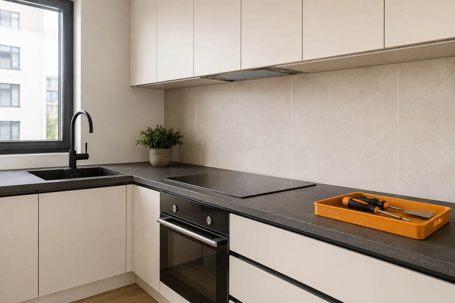 Kitchen in a Valencia apartment after a cosmetic refresh