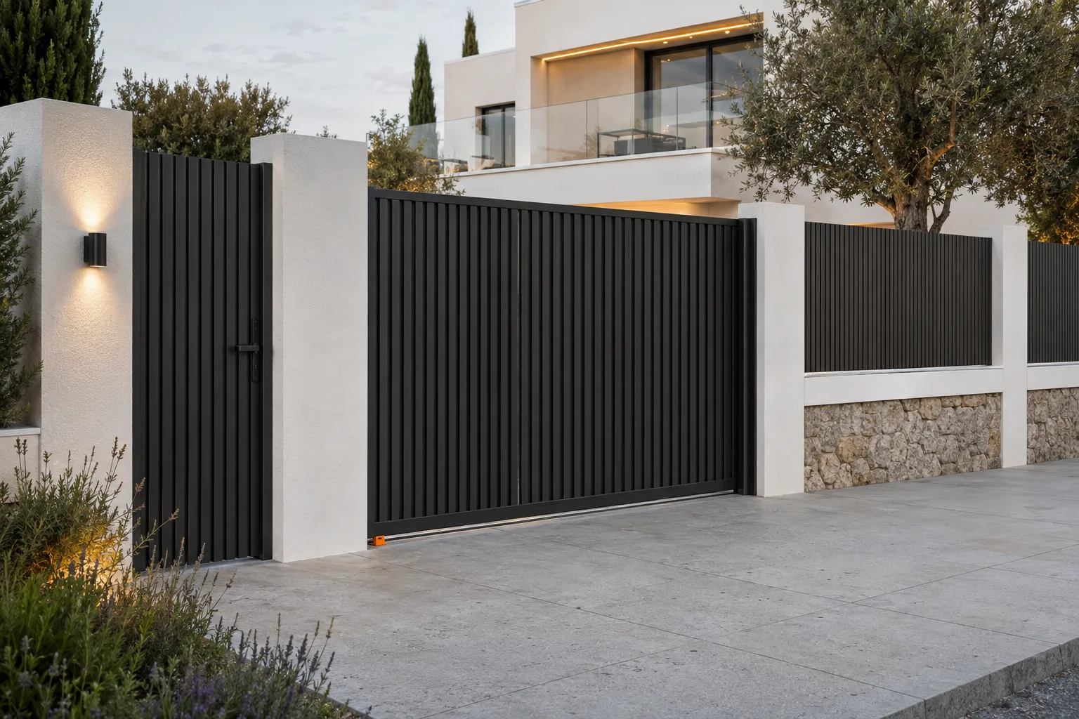 Boundary fence and automatic gate installed at a property in Valencia