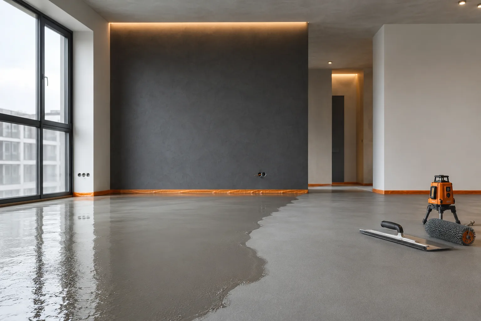 Floor screed and levelling in a Valencia apartment