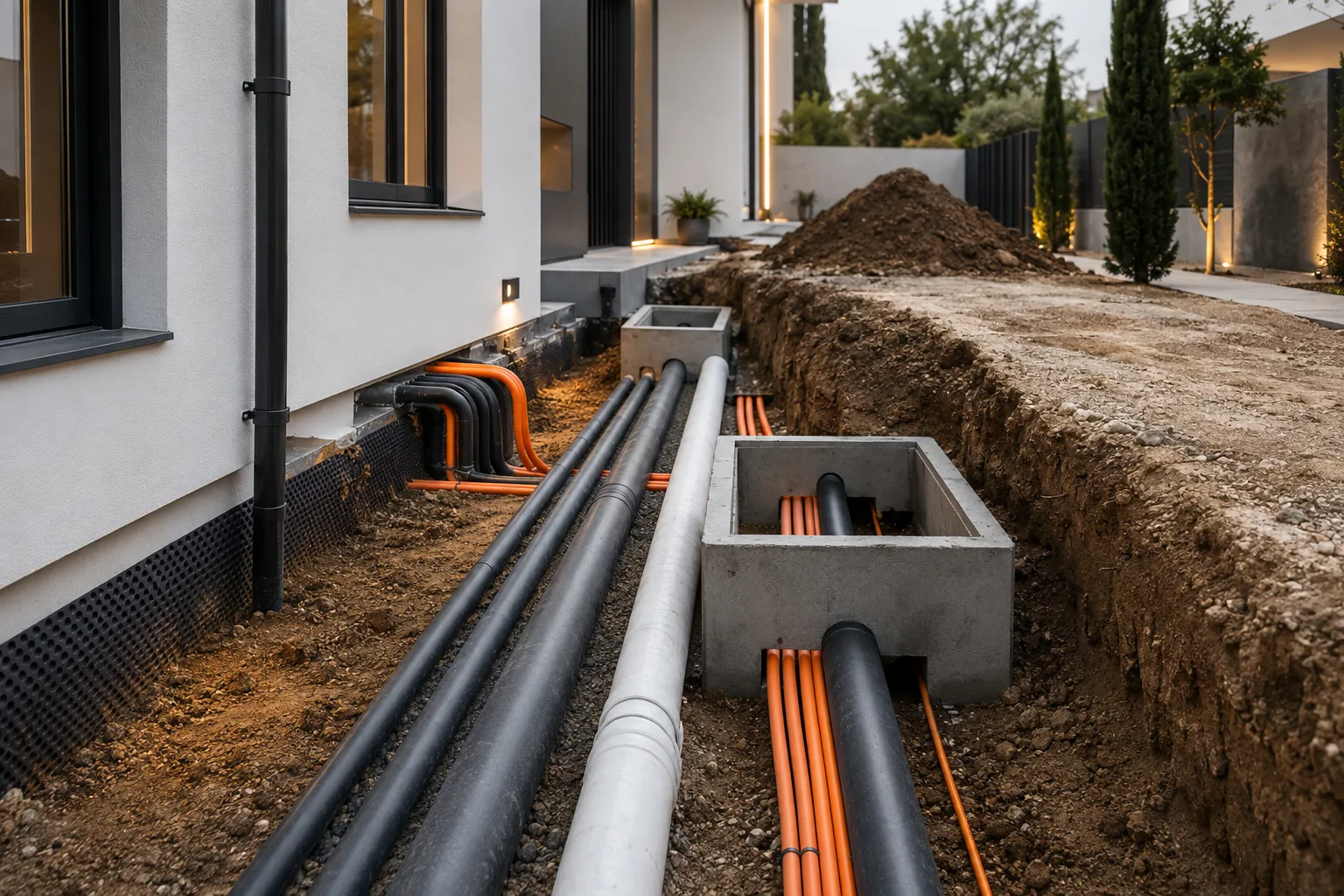 Groundwork for a new utility connection on a Valencia property
